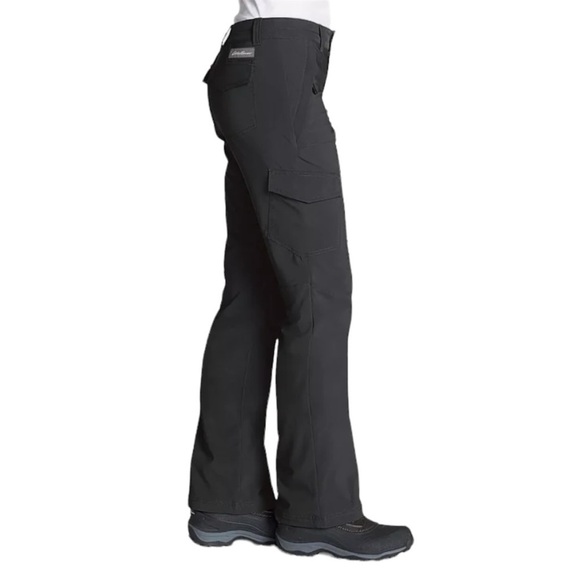 Eddie Bauer Womens Flexion Polar Lined Pants Straight Black Green 8P #1315 - Picture 2 of 9